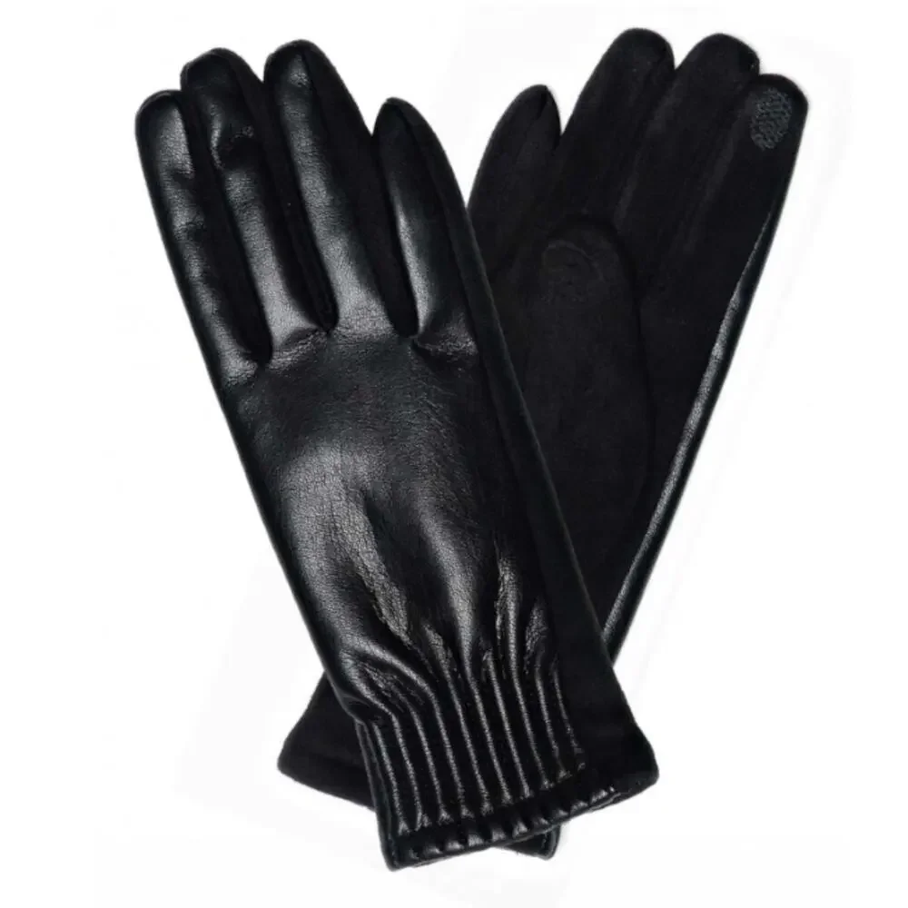 NWT Le Luxe Collection Women's Faux Leather Cinched Wrist Touch Screen Gloves
